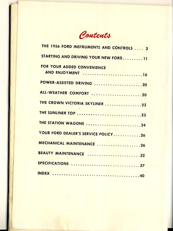 1956 Ford Owners Manual Page 20
